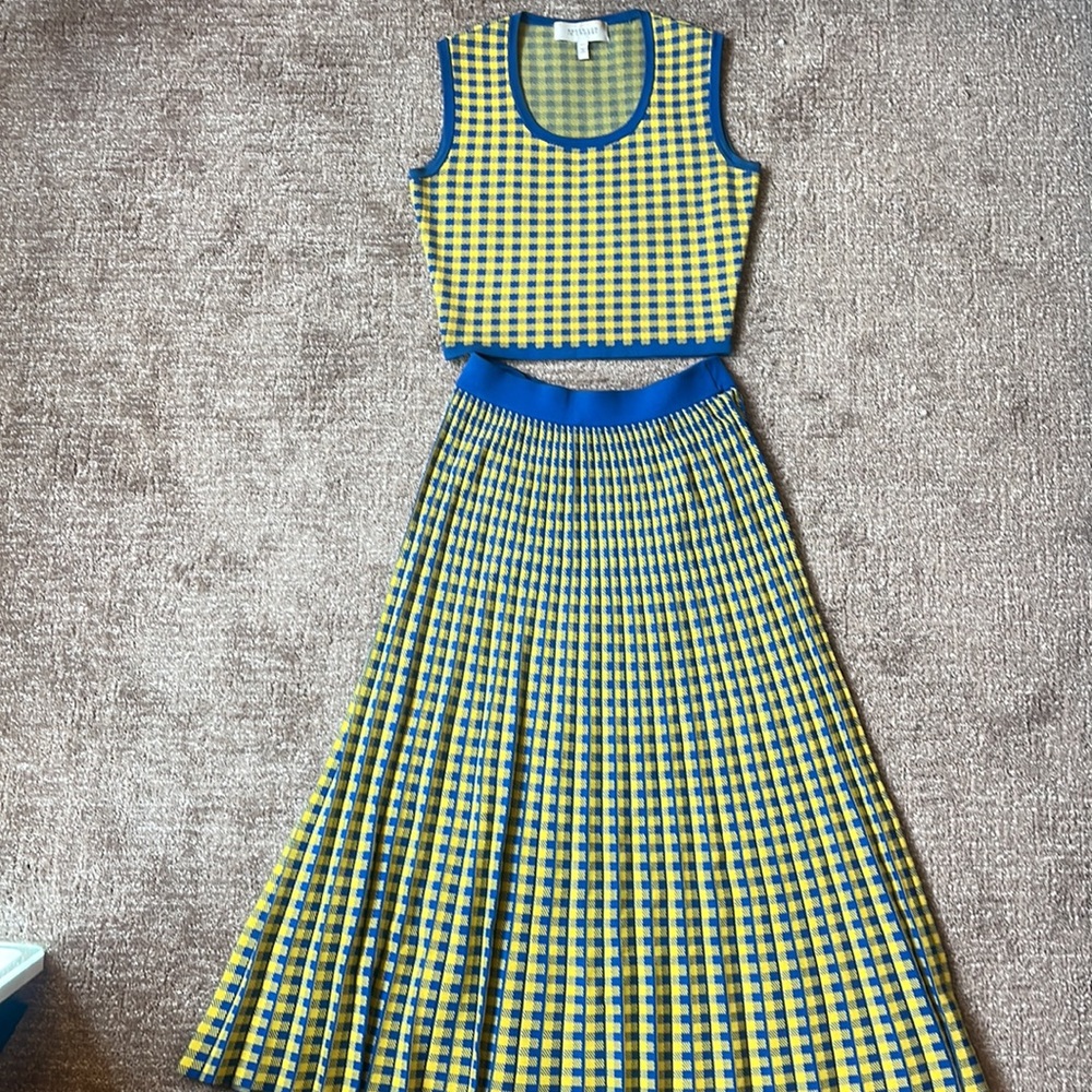 Derek Lam 10 Crosby Pleated Gingham Midi Skirt Set - Picture 14 of 14